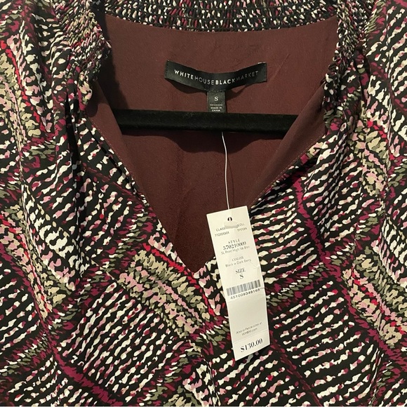 NWT White House Black Market Purple Printed High Neck Blouson Dress Sz. SMALL - Picture 3 of 3